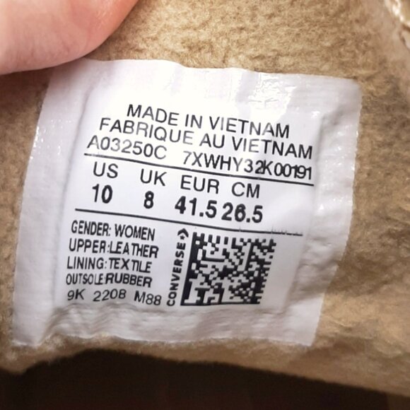 Converse Beige Tan Suede Platform High Top Shoes SZ 10 - Picture 10 of 13